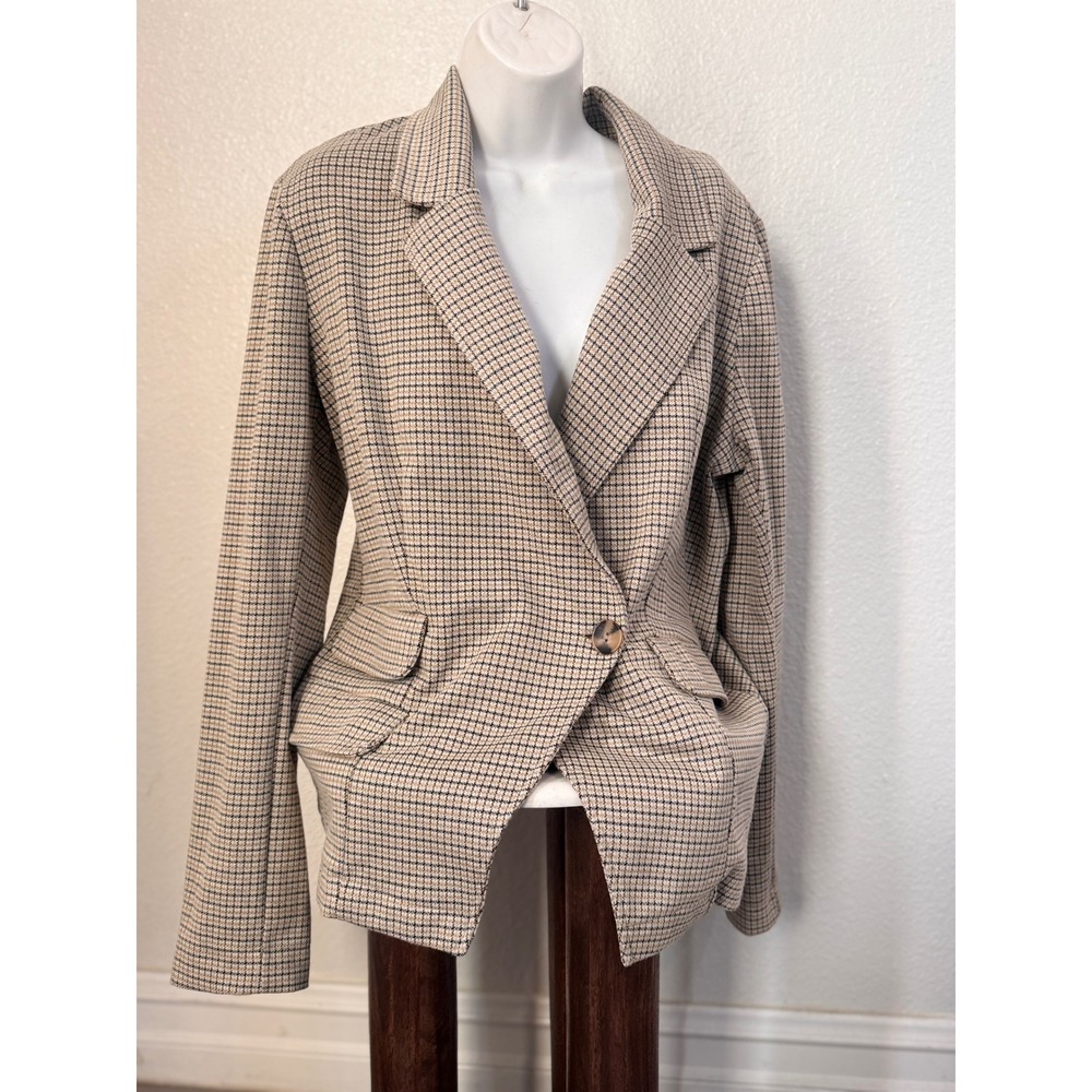 Maeve Anthropologie Plaid Blazer Jacket Size Large NWT Preppy collegiate